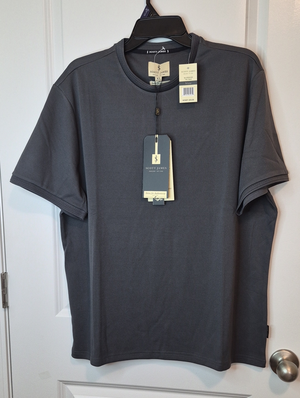 Scott James Men's Short Sleeve Crew Tee - Charcoal Gray Sixe XL